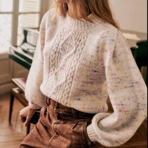 Sezane Multicolor Cable Knit Sweater